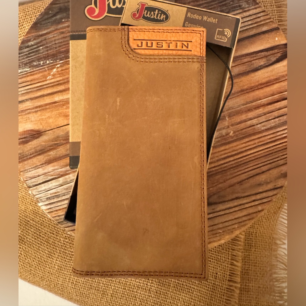 Justin Rodeo Wallet Brown Genuine Leather Western RFID